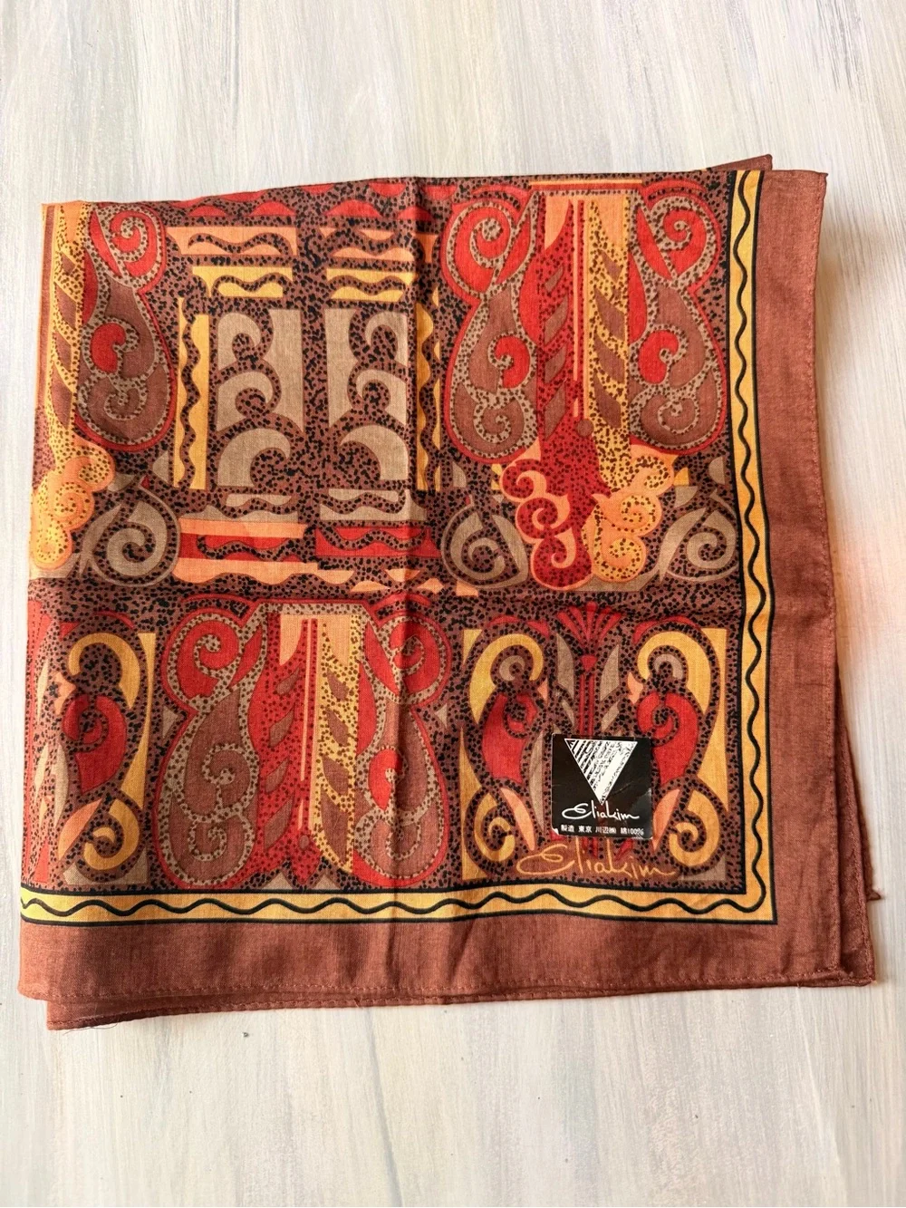 Eliakim Tokyo 100% Fine Cotton scarf Vibrant Paisley Abstract Pattern Headware